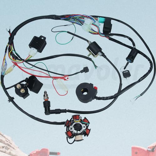 Complete Electrics Stator Coil CDI Wiring Harness Spark Plug Kits Aftermarket Replacement Parts Fit for 50cc 70cc 110cc 125cc ATV Go Kart Quad 4 Wheeler Dirt Pit Bikes.