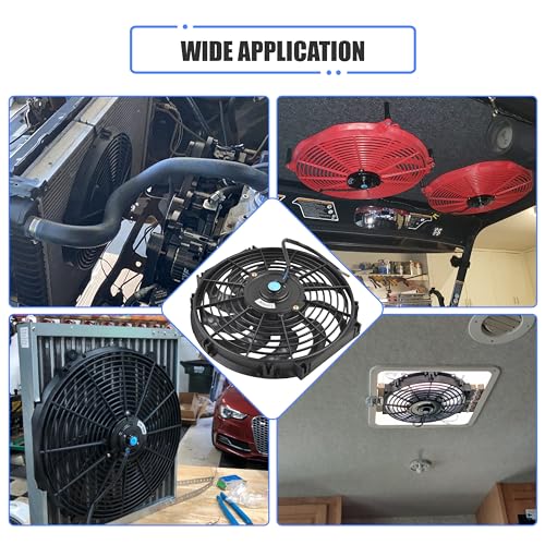 12" Slim Fan Push Pull Electric Radiator Cooling Fan, Black, 2 Packs - color: Black, size: 12'’(2 Pack)