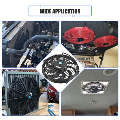 12" Slim Fan Push Pull Electric Radiator Cooling Fan, Black, 2 Packs - color: Black, size: 12'’(2 Pack)