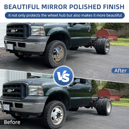 hightall 19.5 Wheel Simulators,8 Lug Stainless Steel Hubcaps,Polished Surface,2Pcs Front Wheel/2Pcs Rear Wheel,Bolts On Wheel Cover Set Compatible with Ford 2003-2004 F450/F550 - size: 19.5" For 2003-2004 F450 F550