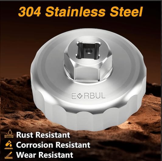 EVRBUL Upgraded 64.3mm 14 Flutes Oil Filter Cap Removal Wrench Tool,CNC Milled 304 Stainless Steel Compatible with Toyota Corolla Highlander Avalon Camry Tacoma Lexus GS450h GS460 IS300 - size: Wrench Only