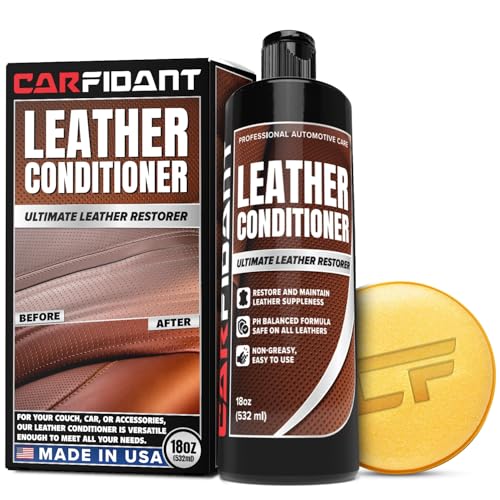 Leather Couch Conditioner & Restorer - Full Leather Restore & Conditioning Kit with Applicator Pad for Car Seats, Couch, Furniture, Shoe, Sofa, Bag & Purses - 18 fl. oz. - style: Leather Conditioner