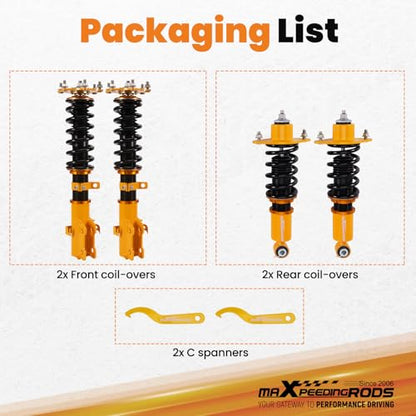 maXpeedingrods Coilovers for Honda CR-V 2007-2011, Height Adjustable Full Coilovers Suspension Kit, Preset Damping Lowering Kit Gold