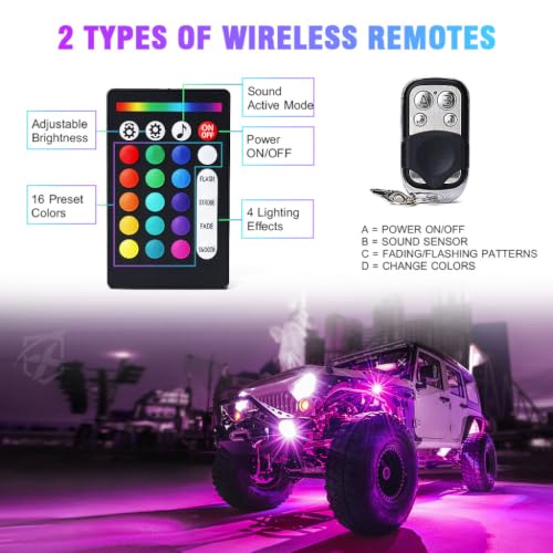Xprite 18 LED Rock Lights 6 Pods Wide Angle Bluetooth Wheel Well Lights - color: Wide Housing, size: 6 Pods