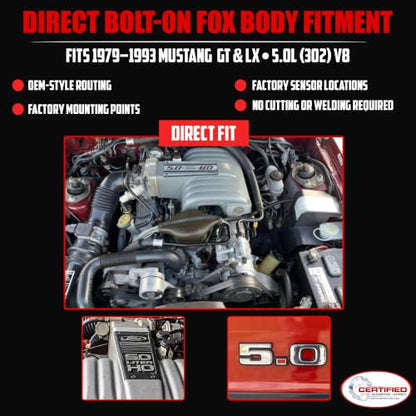 Ceramic Coated Shorty Headers For 1979-1993 Ford Mustang 5.0L Foxbody GT LX - size: Ceramic Coated Shortys 5.0L Fox Body Mustang