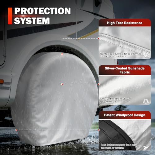 Explore Land Tire Covers 4 Pack Fit Tire Diameters 23-25.75 inch, Silver - size: S (Fits Tire Diameters 23''-25.75''), style: Silver - 4 Pack