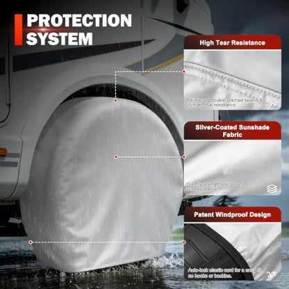 Explore Land Tire Covers 4 Pack Fit Tire Diameters 23-25.75 inch, Silver - size: S (Fits Tire Diameters 23''-25.75''), style: Silver - 4 Pack