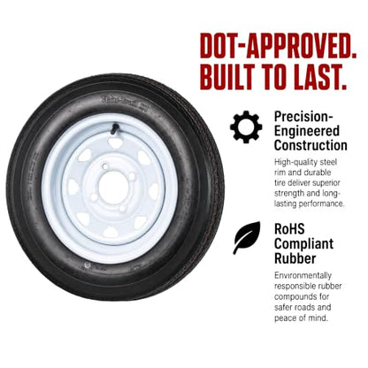 eCustomrim 2-Pack Trailer Tire Rim Assembly 4.80-12 480-12 White 4 Lug
