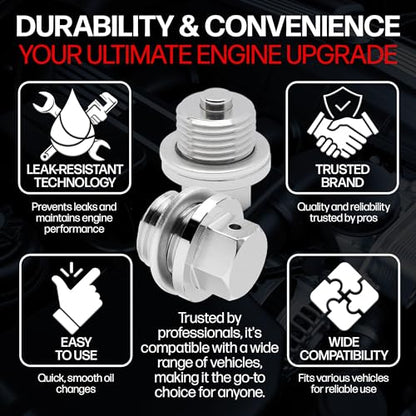 Votex - Made in USA - M16 X 1.5 MM Magnetic Engine Oil Drain Plug fits Mini, Subaru, Toyota, and More - Stainless Steel - Part Number DP009 - size: M16-1.5 Magnetic Drain Plug