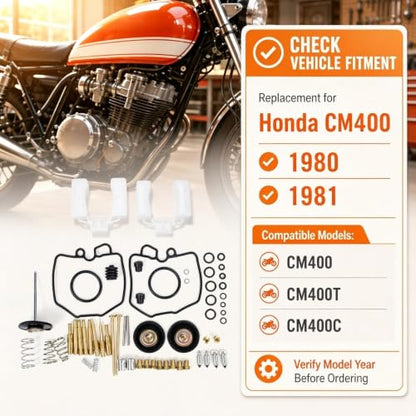 2Pcs Carburetor Repair Kit Replacement for Honda CM400