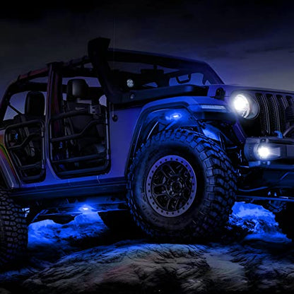 AICEL Rock Lights for Trucks, 4 Pods LED RGB Underglow Light Kit, Blue - color: Blue