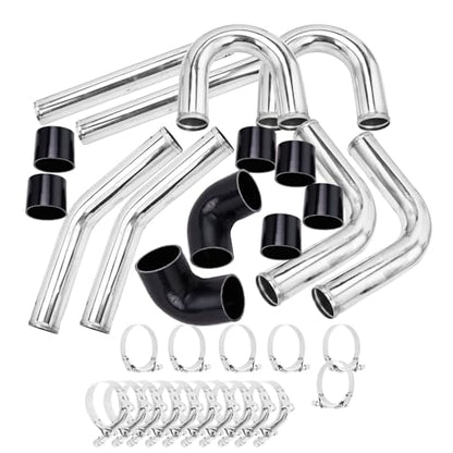 SUNROAD 8PCS 3" Aluminum Intercooler Tube, Universal Fit,Silver