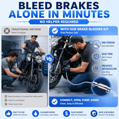 14 Pcs Brake Bleeder Hose Kit,2 Sets One Person Brake Fluid Bleeder Kit, Brake Bleed Hose, Brake Bleeder Check Valve Kit with One Way Check Valve, Tube Bleeding Tool Kit for Motorbike Car Bike