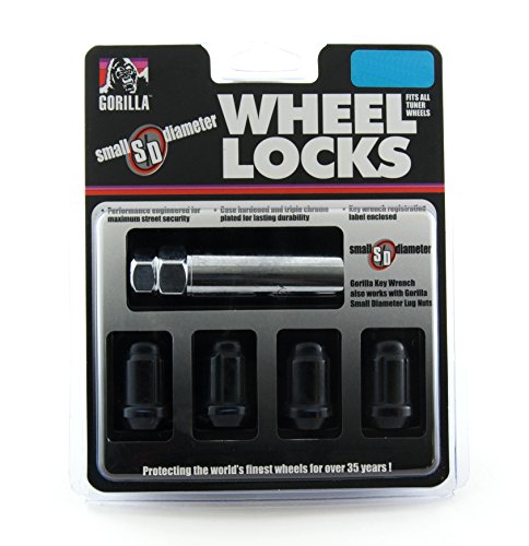 Gorilla Automotive 21631BC Black Chrome Small Diameter Wheel Locks (12mm x 1.50 Thread Size) - size: 12-mm X 1.50
