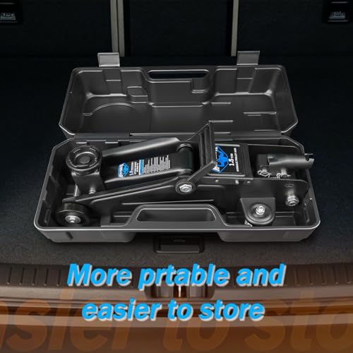 Low Profile Floor Jack 1.5 Ton (3000 lbs), Heavy Duty Hydraulic Car Jack with Storage Case, Single Piston Quick Lift Pump, 135-305mm (5.3"-12") Lifting Range（1.5T with case） - color: 1.5T