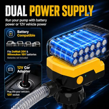 MISFANS Cordless Fuel Transfer Pump, Auto-Stop, Hand Trigger Nozzle - color: Yellow Black