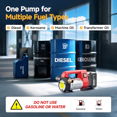 TaskStar Fuel Transfer Pump Battery Powered, 12GPM Diesel Kerosene Transfer - color: 18V 12GPM Cordless, Dual Batteries