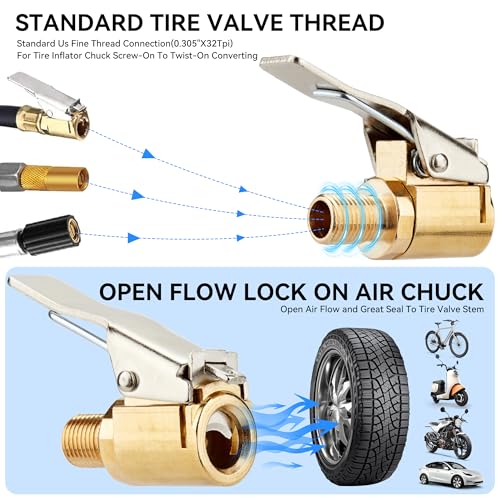 DDJ Bicycle Presta Schrader Valve Adapter, Brass DV AV SV Converter, Air Chuck Quick Connect, Inflation Needle, Air Pump Needle Set Suitable for All Bicycles, Sports Balls and Inflatable Equipment