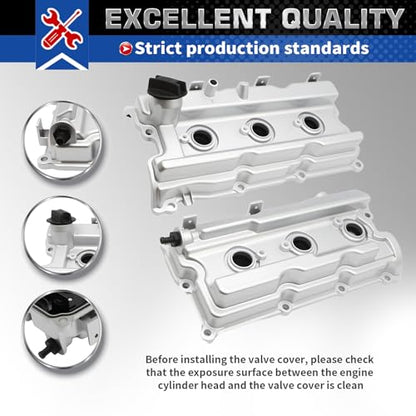 Aluminum Valve Cover Compatible with Pathfinder Frontier NV1500 NV2500 4.0L - color: Silver