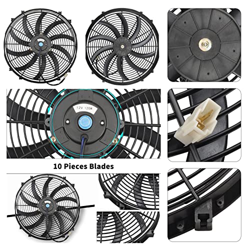 16'' Electric Radiator Fan w/Thermostat Wiring Switch Relay Kit - color: Black, size: 16 Inch-relay Kit