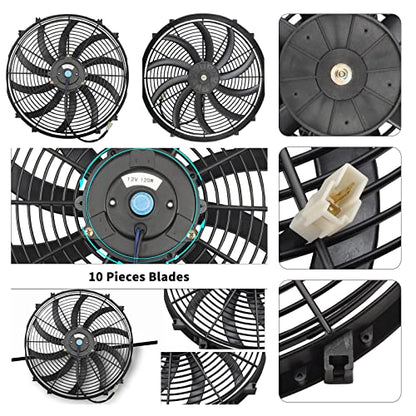 16'' Electric Radiator Fan w/Thermostat Wiring Switch Relay Kit - color: Black, size: 16 Inch-relay Kit