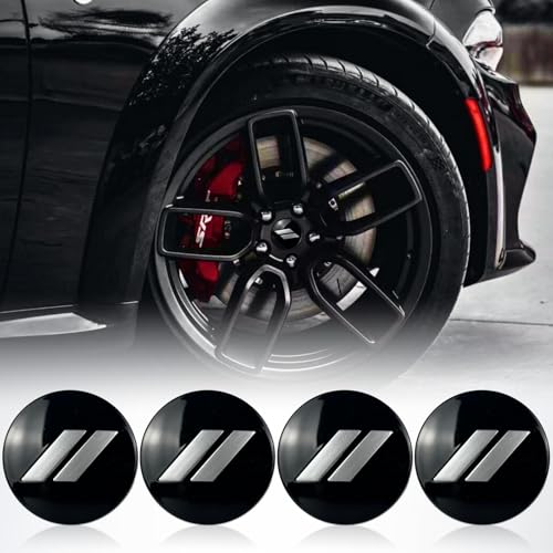63mm=2.5 inches-Slash Wheel Center Cap Covers Hub Cap Emblem Badge Compatible with Jeep & Chrysler & Dodge Charger Challenger Durango Dart (Black Silver) - color: Black Silver