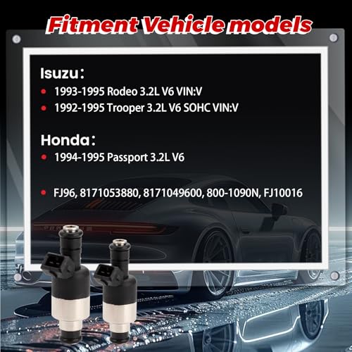 6-Pack Fuel Injectors Set | Compatible with Honda Passport 1994-1995 Isuzu Rodeo 1993-1995 Trooper 1992-1995 3.2L V6| Replaces FJ96 8171053880 800-1090N - size: 6 X FJ96
