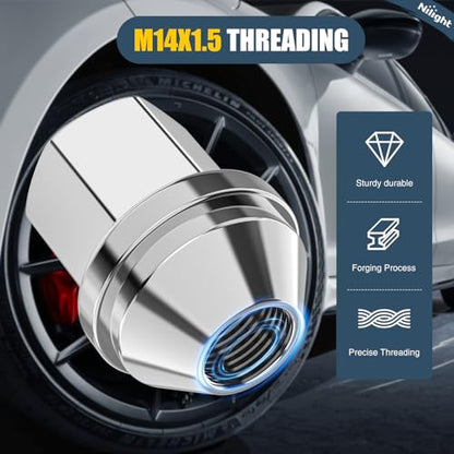 Nilight 20PCS M14x1.5 Lug Nuts Compatible with 2012-2018 Ram 1500 - color: Silver, size: 20PCS Ram 1500 2012-2018 Wrangler/Gladiator 19-22