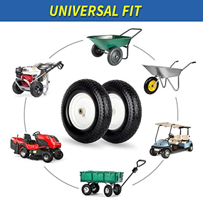 GICOOL 16" 4.80/4.00-8" Flat Free Solid Wheelbarrow Tire and wheel 2 Pack - size: 2 Pack-3" Hub