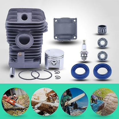 Adefol 40mm Cylinder Piston Kit For Stihl MS210 021 MS 210 Chainsaw with Crank Bearing Oil Seals Engine Pan Needle Bearing Spark Plug Replacement Parts for 1123 020 1216 11230201216