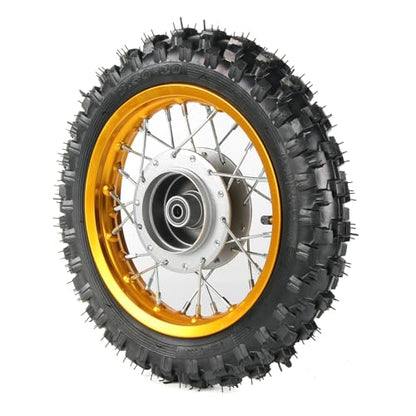 CRF50 Wheels, 2.50-10 Tyres and Tube for CRF50 XR50 SSR 50cc 110cc 125cc Dirt Pit Bike 1.40-10 Alloy Aluminum Rim, 10" Drum Brake Shoe(Gold)
