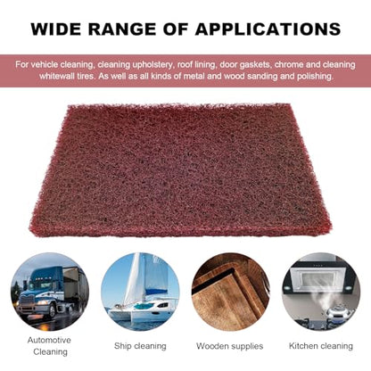 6PCS Scuff Pads, 8" x 5" Very Fine Grade General Purpose Hand Pads, Non-Woven Scouring Pad Abrasive Scrubber for Sanding Scuffing Automotive Body Surface Preparation (Green+Red) - color: Green+Red