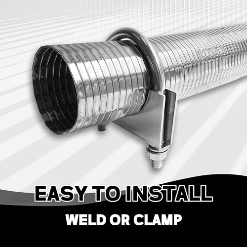 3" ID x 16.5" Length Universal T304 stainless steel Exhaust Flex Pipe with 2x Metal Steel U Bolt Clamps - size: 3'' x 16''+ 2 x U Bolt