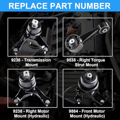Engine Motor & Transmission Mount Set Compatible with 2007-2017 Toyota Camry 3.5L Replaces#A42017HY, A62036, A62025, A4288, EM-9884, EM-9238, EM-9538, EM-9236 - size: 2007-2017 Toyota Camry 3.5L