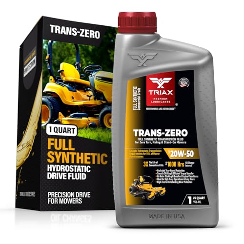 TRIAX Trans-Zero 20W-50 Full Synthetic Hydrostatic Transmission Oil | for Zero-Turn, Riding, and Stand-On Lawn Mowers | Unrivaled Year-Round Protection (1 Quart) - size: 1 Quart