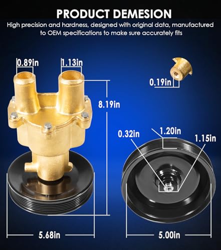 Sea Water Pump for Mercury Mercruiser Quicksilver 4.3L 5.0L 5.7L 6.2L, Replaces for 8M0139995, 8M0137216, 46-862914T10, 46-8M0118067, 46-862914T3, 46-8M0122655