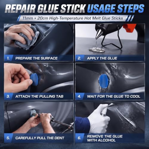 CroBlissful 20 Pcs PDR Glue Sticks Hot Melt for Dent Repair,Gray - color: Gray