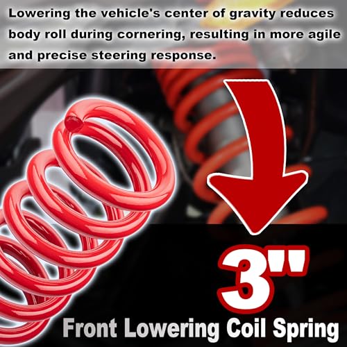 Heavy Duty Front Coil Springs for Chevy Silverado/GMC Sierra C1500 1988-1998, Upgrate 3" Drop/Lowering Coil Springs Kit 2Pcs-Red - color: Red, size: 88-98 C1500
