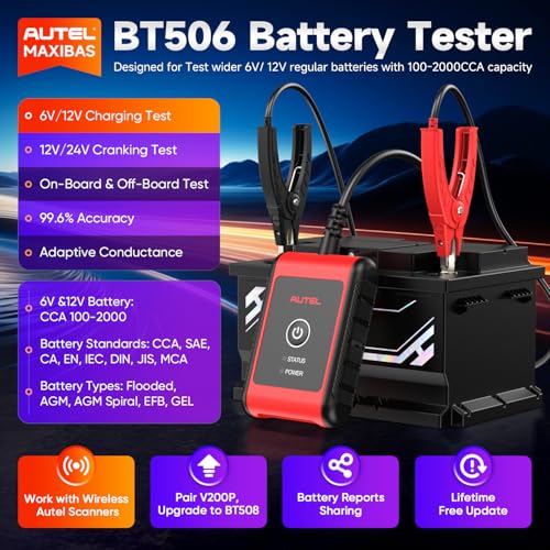 2026 Autel MaxiBAS BT506, 6V 12V 100-2000 CCA Car Battery Tester Analyzer