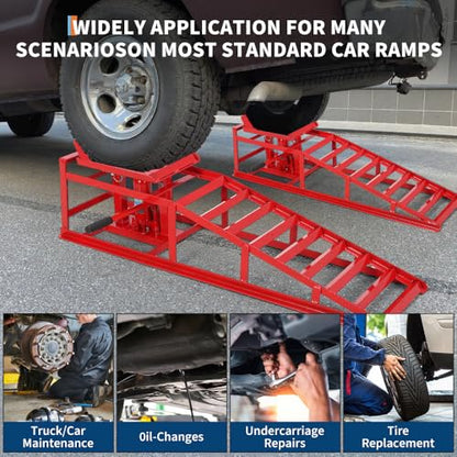 2 Pack Hydraulic Car Service Ramps,Low Profile Car Lift Service Ramps - size: Red