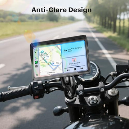 WonVon 5 Inch Motorcycle Carplay GPS Navigation System with Apple Carplay and Android Auto Portable Screen with Dual Bluetooth, Navigation, Siri, Google Assistant - size: 5 Inch