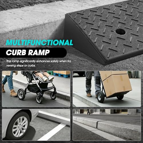 DNA Motoring 2pcs 5.3" Rise Rubber Curb Ramp Heavy Duty Loading Driveway Ramp Threshold Ramp 19.5" W x 13.6" D x 5.3" H for Loading Dock, Warehouse, Motorcycles, Cars, TOOLS-00646 - style: 5.3 in 2pcs