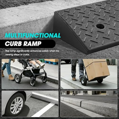 DNA Motoring 2pcs 5.3" Rise Rubber Curb Ramp Heavy Duty Loading Driveway Ramp Threshold Ramp 19.5" W x 13.6" D x 5.3" H for Loading Dock, Warehouse, Motorcycles, Cars, TOOLS-00646 - style: 5.3 in 2pcs