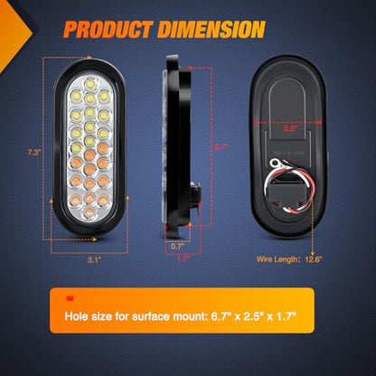Nilight Strobe Lights 2PCS 6Inch Oval 24LED Amber White Warning - color: 2Pcs Amber White 24Led Strobe Lights