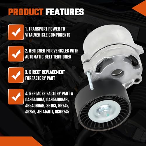 Belt Tensioner Assembly with Pulley Fit for Subaru Forester 2011-2018, Impreza 2012-2015, Legacy 2013-2019, Outback WRX, Replace# 23769AA040, 23769AA05A - size: 23769AA040