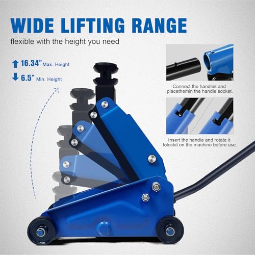 Mini Hydraulic Jack 2.5 Ton (5500lbs)/Floor Jack with Heightening Gasket,Lifting Range 4.13"-17"