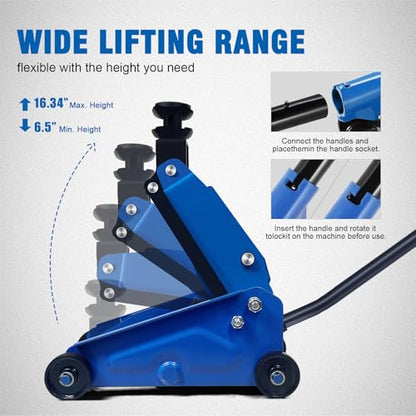 Mini Hydraulic Jack 2.5 Ton (5500lbs)/Floor Jack with Heightening Gasket,Lifting Range 4.13"-17"