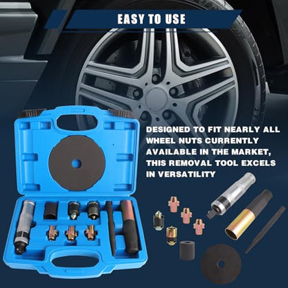 Master Anti-Theft Wheel Lock Removal Tool Kit - 1/2" Drive Impact Rated Lug Nut Remover Set, Professional Cr-Mo Steel for Lost Keys, Stripped, Rusted, Broken Locking Nuts (Cars, SUVs, Trucks)