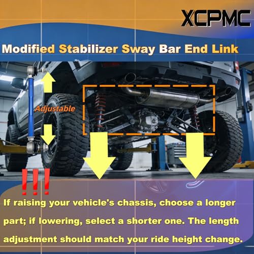 2 Pcs 3.74-4.43' 95-115mm M12 Modified Adjustable Stabilizer Sway Bar Link - size: Rear-3.74-4.43Inch-M12