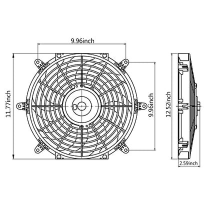 12" Inch Electric Radiator Fan 12V Universal Cooling Fan 80W Mount Kit High Performance Radiator Assembly Kit - style: 12" Curved